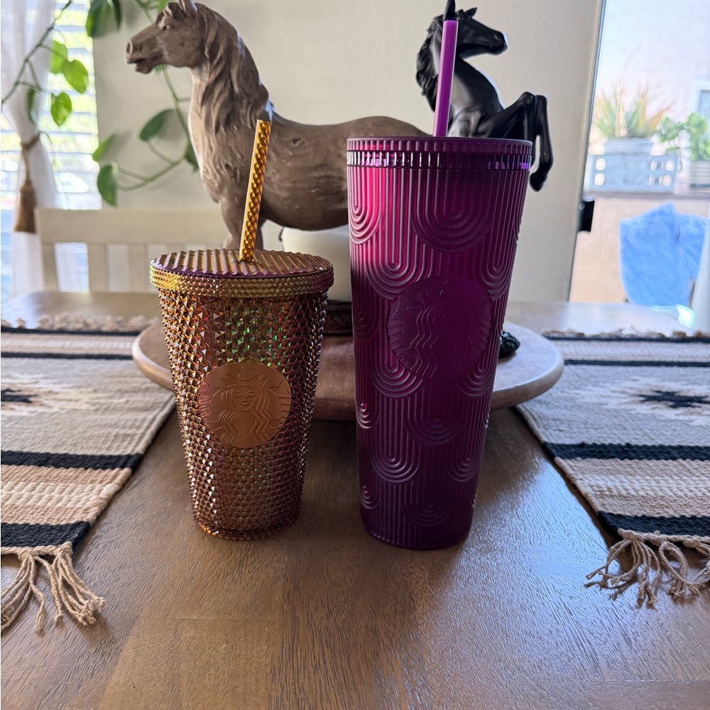 Starbucks Purple and Gold Tumbler Duo